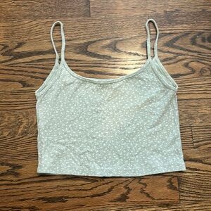 Brandy Melville Tank Top, Sage Green with small white flowers, One Size Fits All